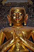 Ananda temple Bagan, Myanmar. The 9-meter-high images of standing Buddha. 